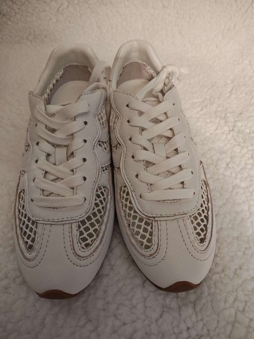 Steve Madden Abbie White Mesh Lace-Up Sneakers